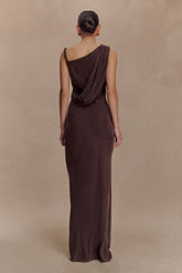 Lorieanne Draped Maxi Dress - Dark Chocolate
